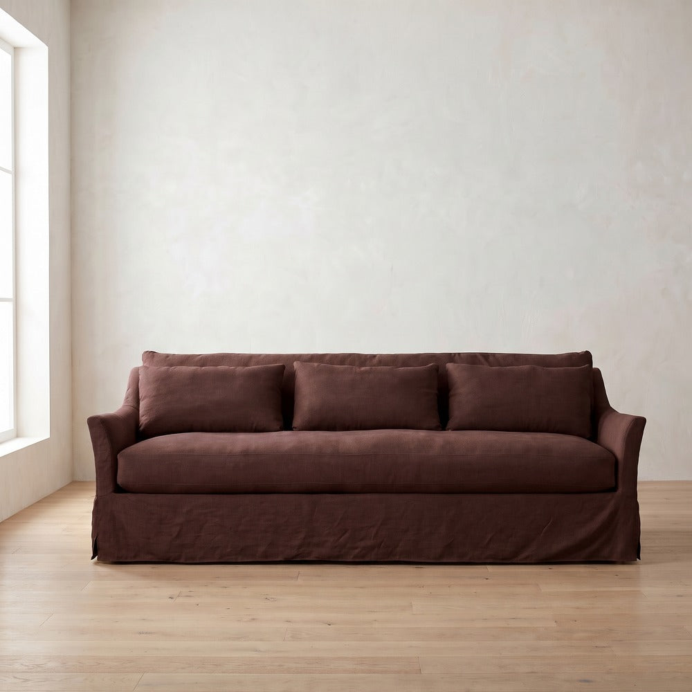 Moreau Slipcover Sofa in Burgundy Linen