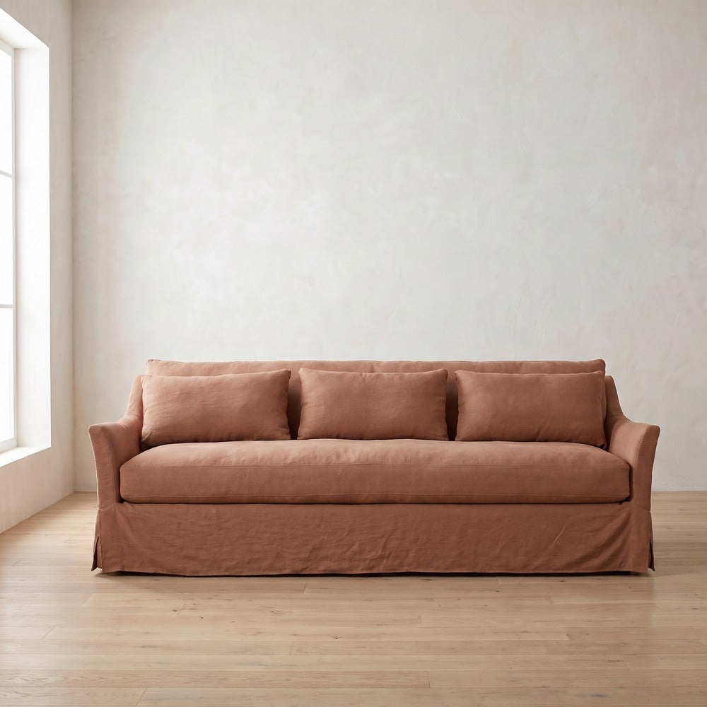 Moreau Slipcover Sofa in Terracotta Linen