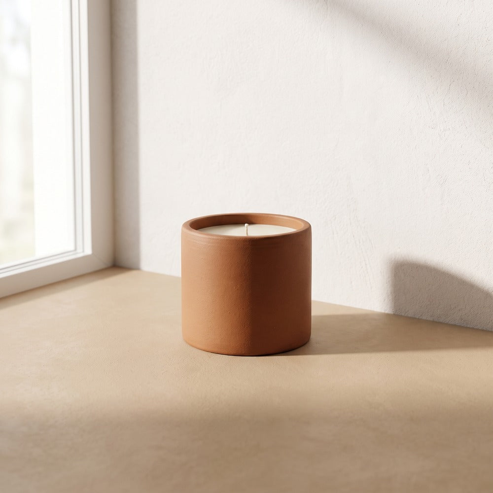 Na Nin Terracotta Ceramic Candle, Sage / Eucalyptus