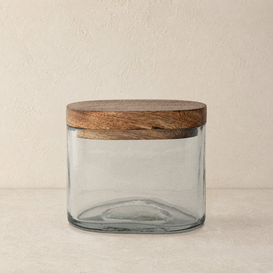 Oblong Glass Lidded Jar