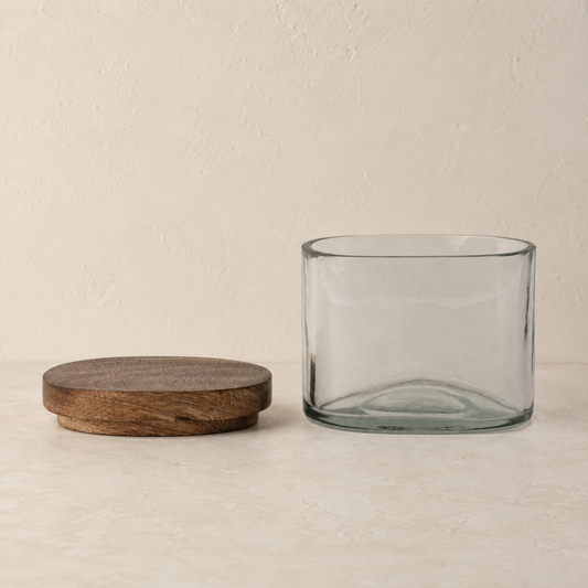 Oblong Glass Lidded Jar