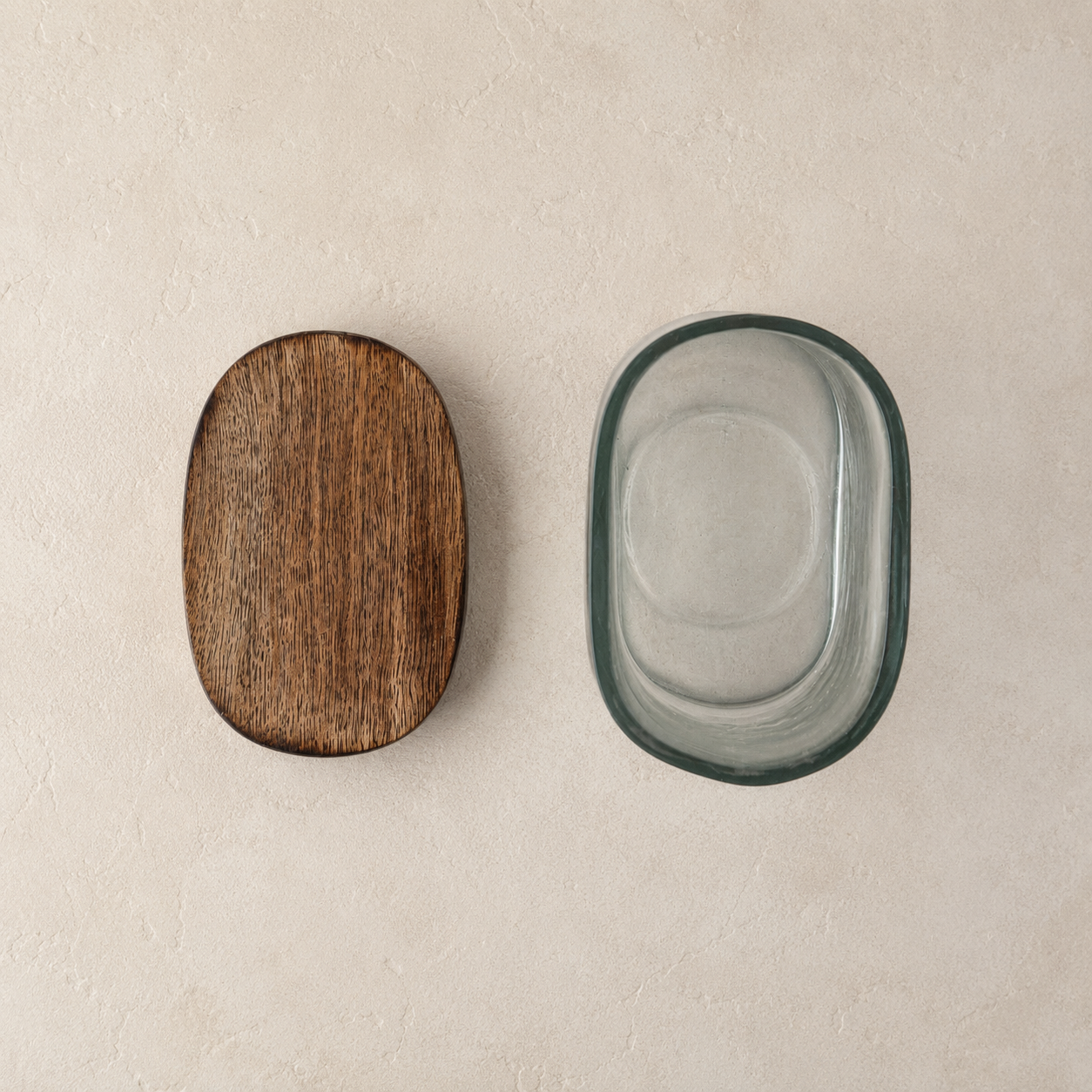 Oblong Glass Lidded Jar