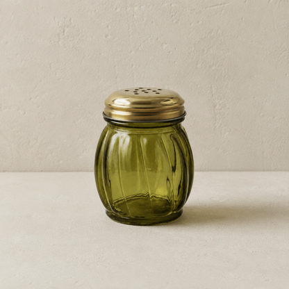 Olive Glass Cheese/Spice Shaker
