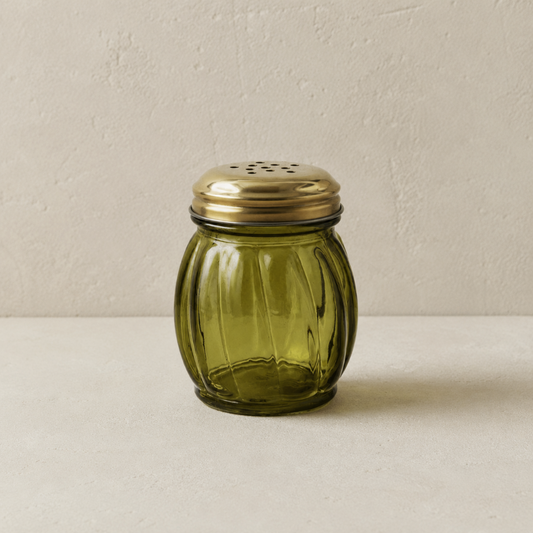 Olive Glass Cheese/Spice Shaker