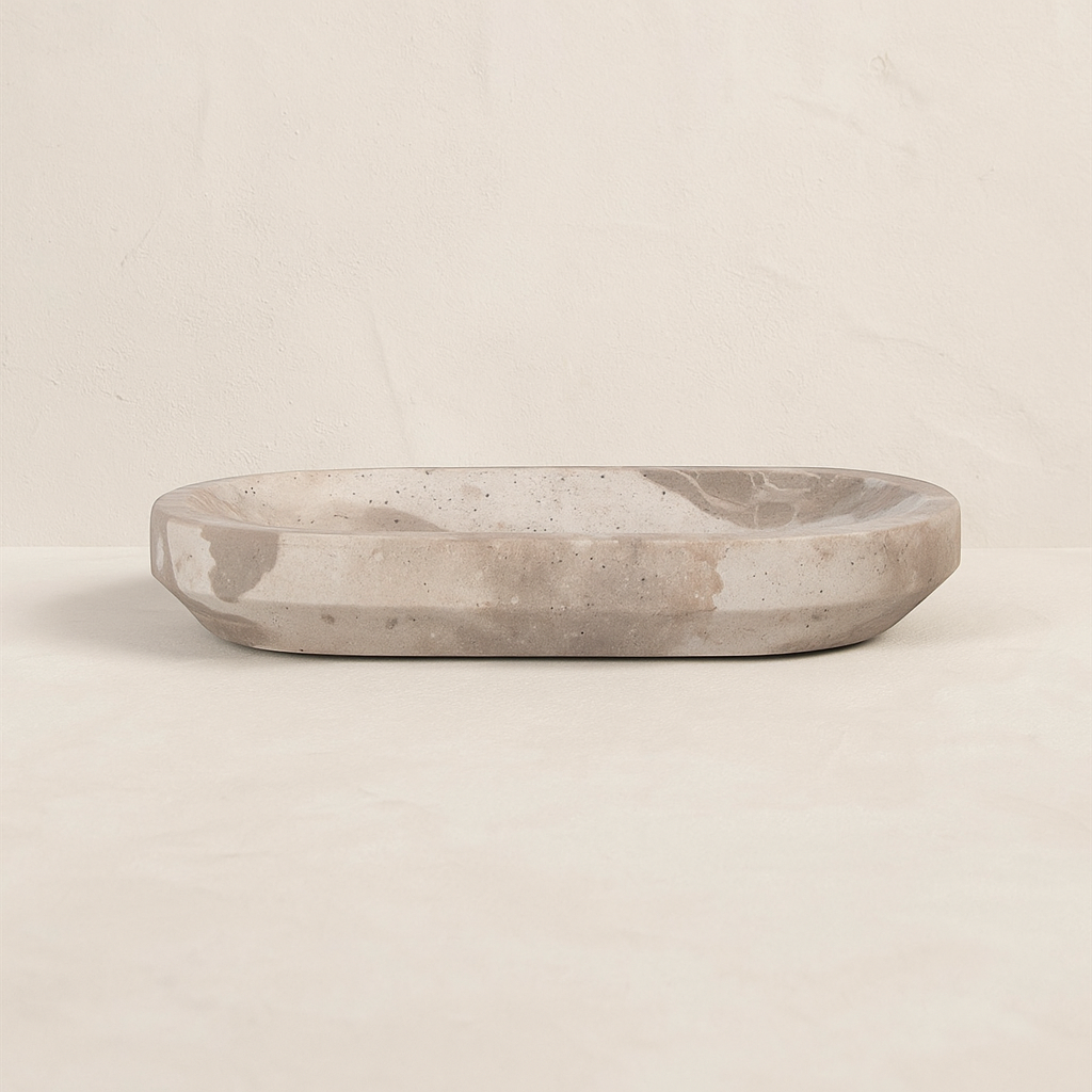 Oval Taupe Marble Dish