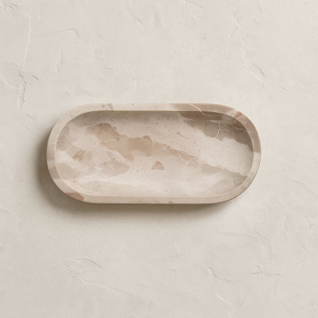Oval Taupe Marble Dish