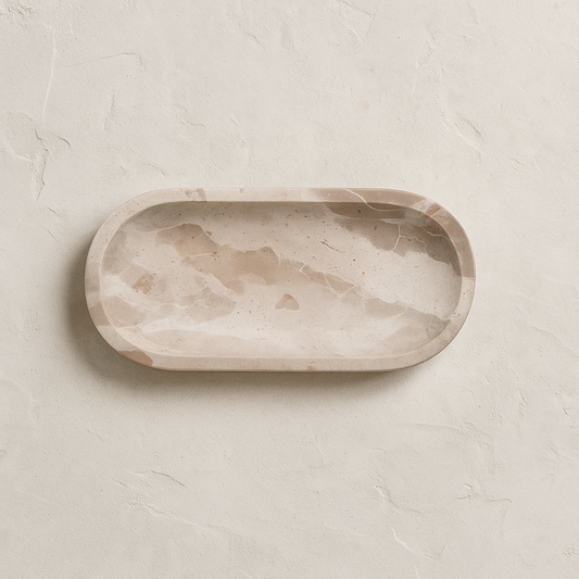 Oval Taupe Marble Dish