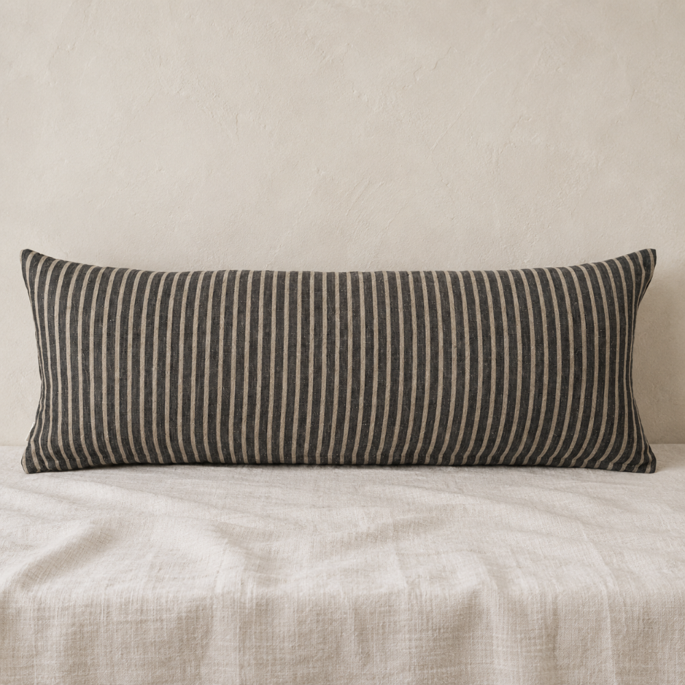 Pinstripe Linen Lumbar Pillow - 15"x42"