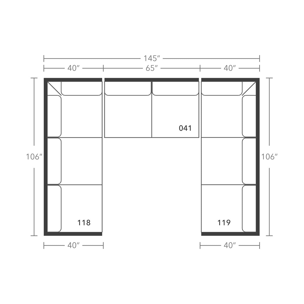 Plan drawing: Double Corner, Separate Cushions