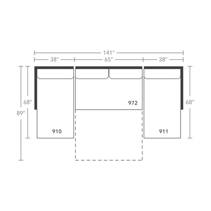 Plan drawing: Double Chaise, Bench Cushion