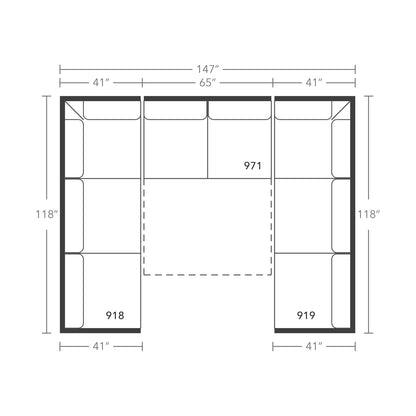 Plan drawing: Double Corner, Separate Cushions