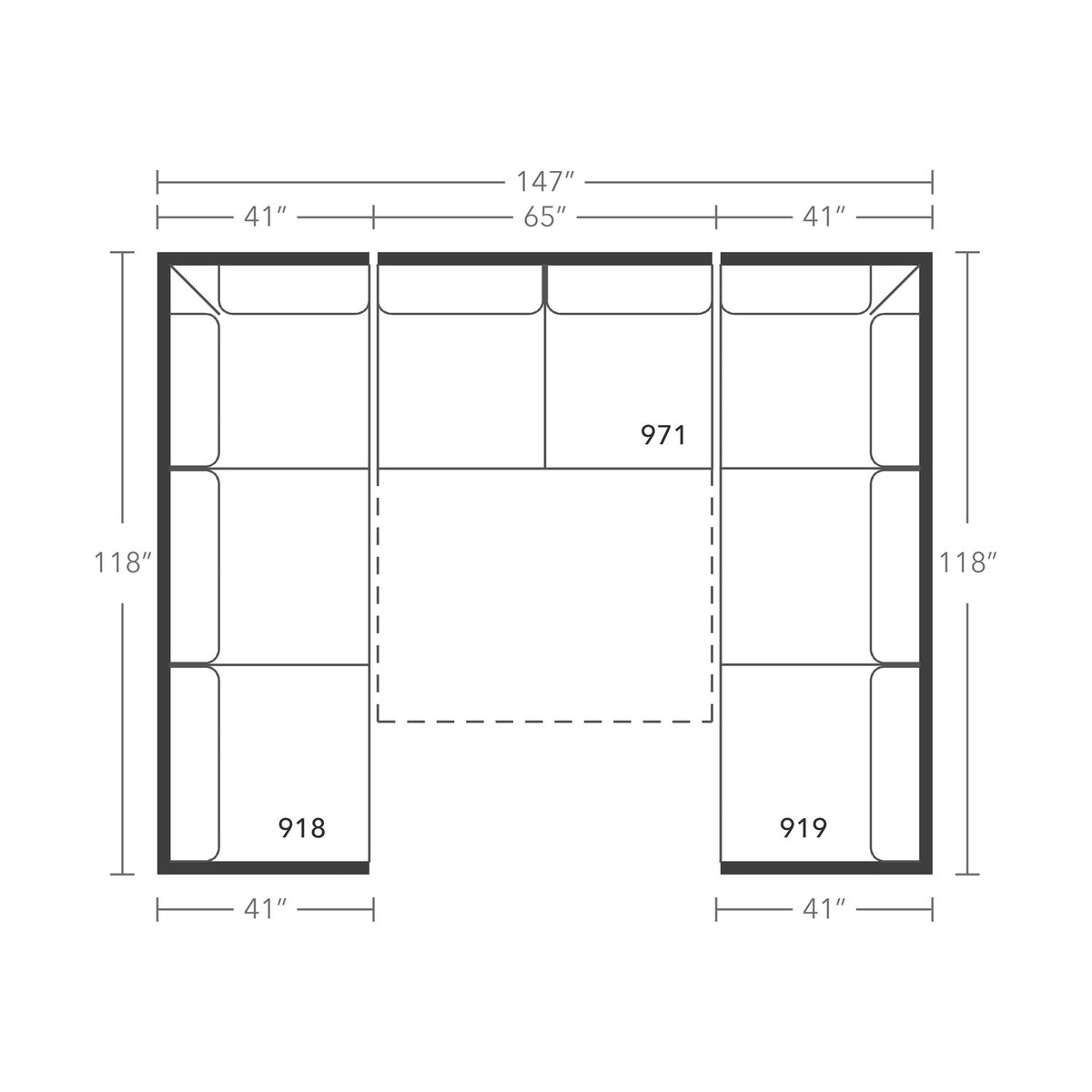 Plan drawing: Double Corner, Separate Cushions