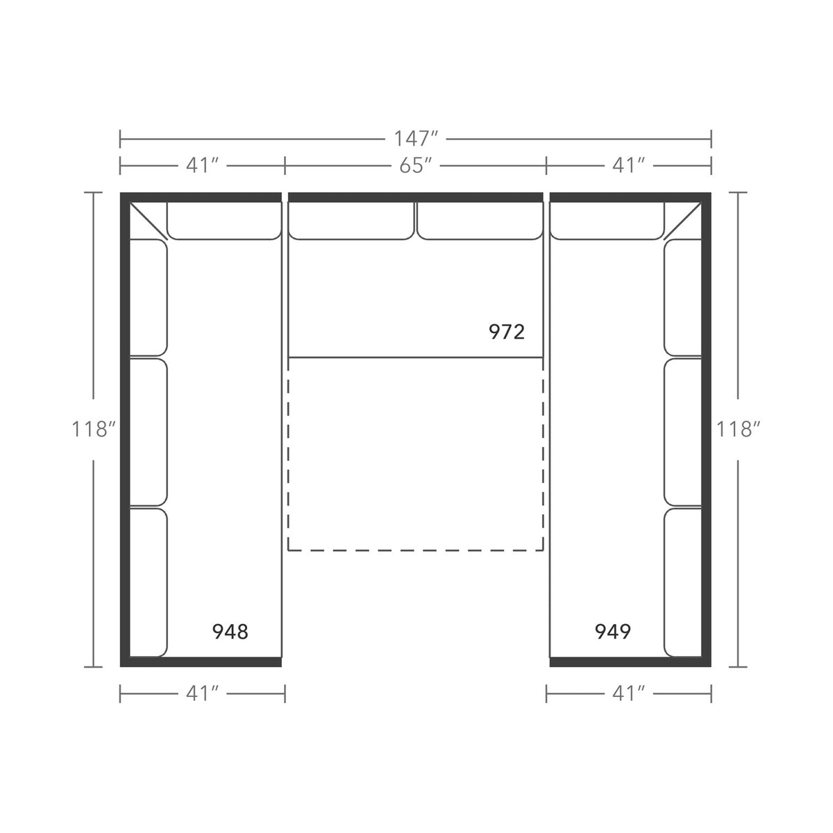 Plan drawing: Double Corner, Bench Cushion