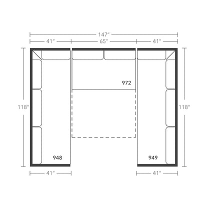 Plan drawing: Double Corner, Bench Cushion