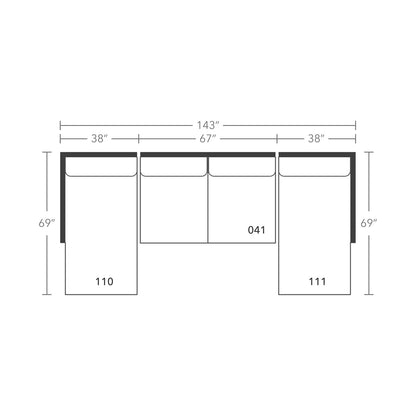 Plan drawing: Deep Seat, Double Chaise, Separate Cushions