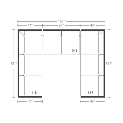 Plan drawing: Deep Seat, Double Corner, Separate Cushions