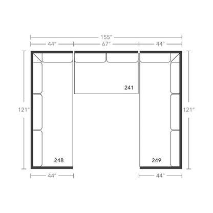 Plan drawing: Deep Seat, Double Corner, Bench Cushion