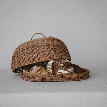 Rattan Tray & Cloche Set