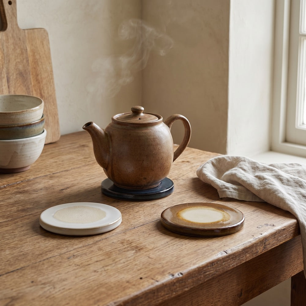 Reactive Glaze Trivet, styled at home