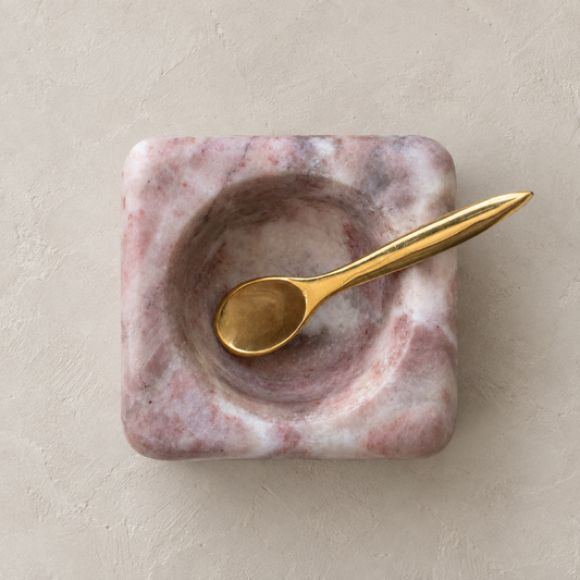 Rose Marble Bowl & Spoon Set