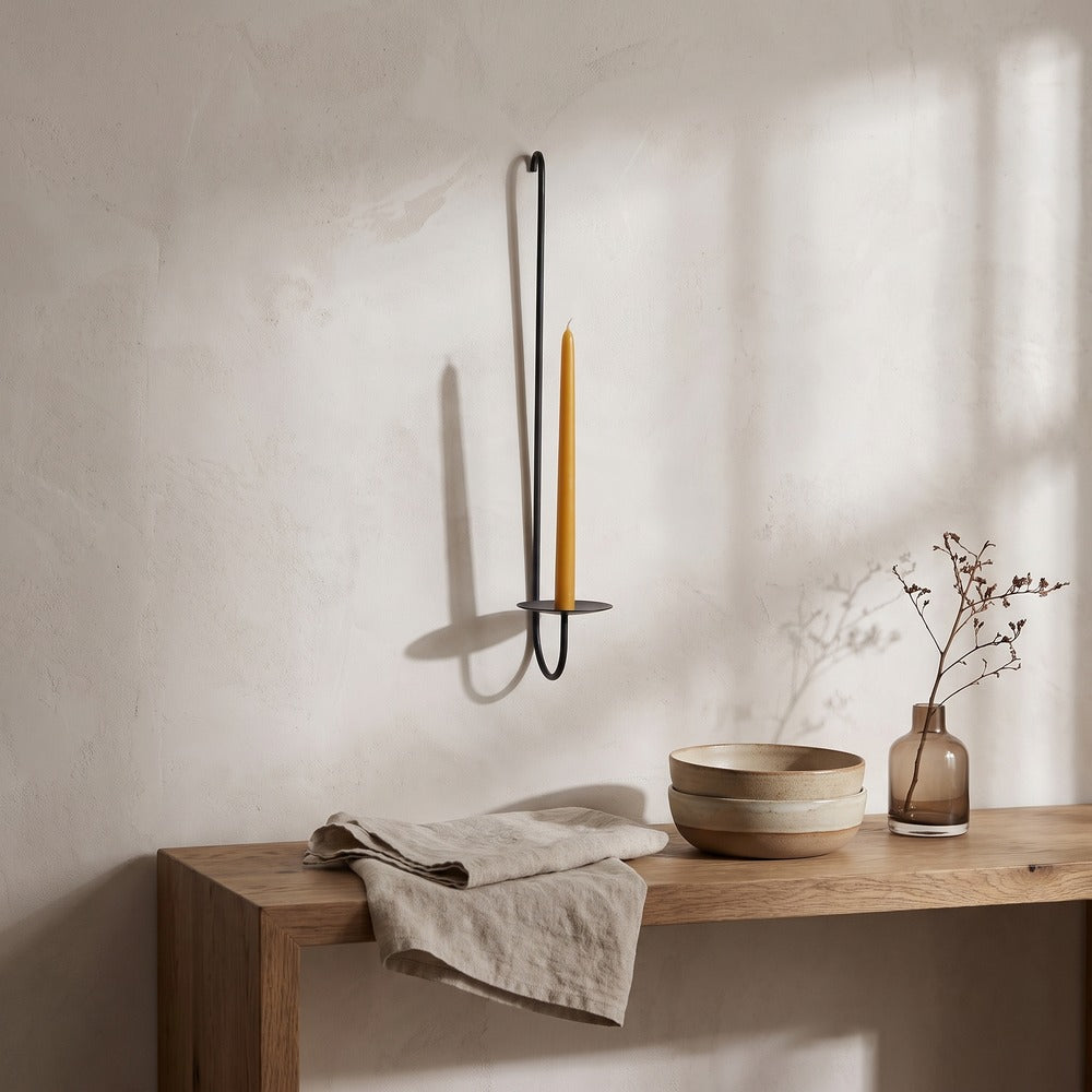 Single Armed Iron Candle Holder, styled at home
