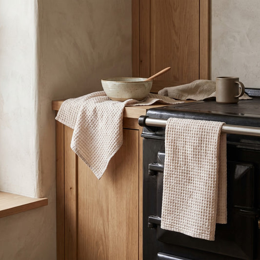 Waffle Tea Towel, styled at home