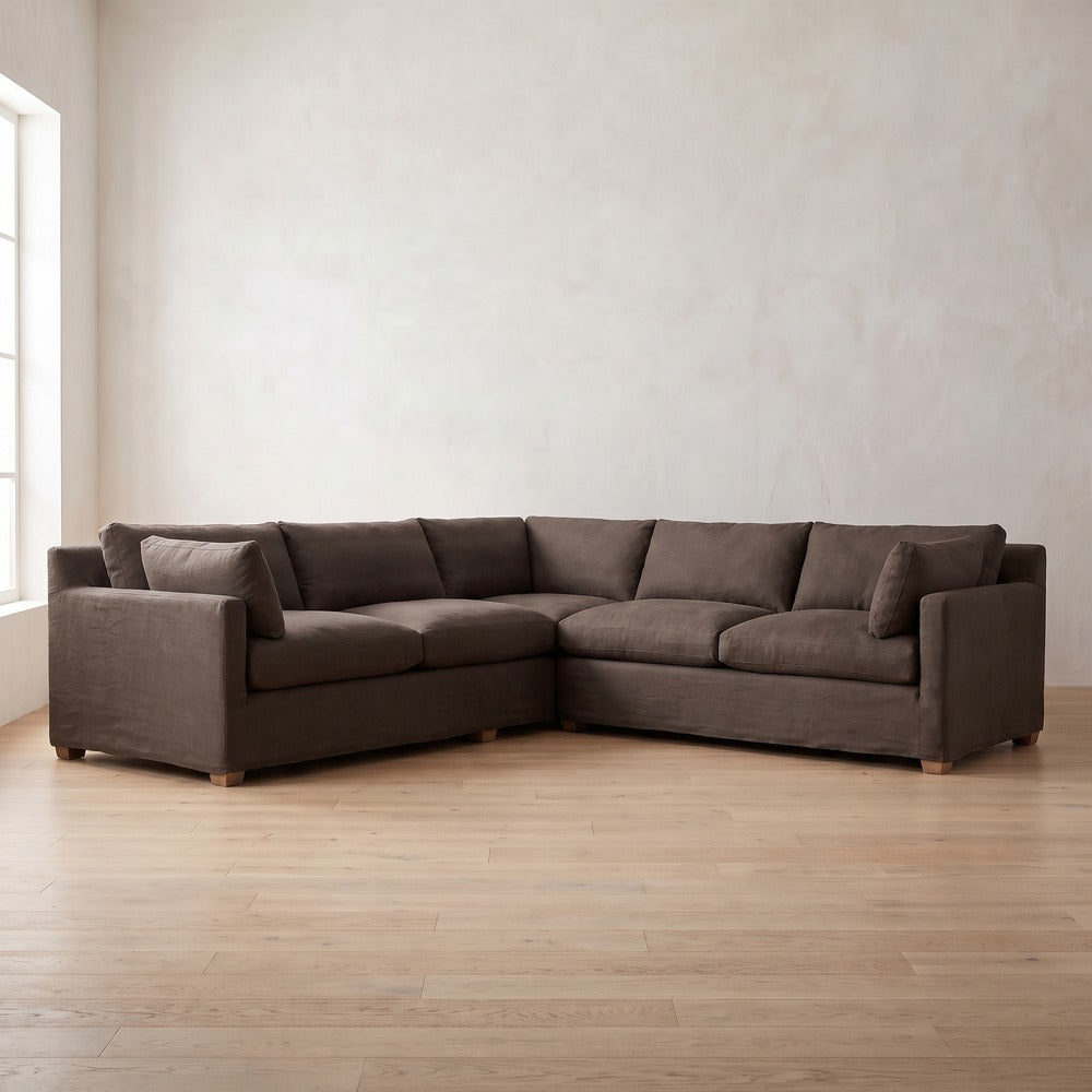 Sylvie Sectional (L corner shown) in Bark Linen