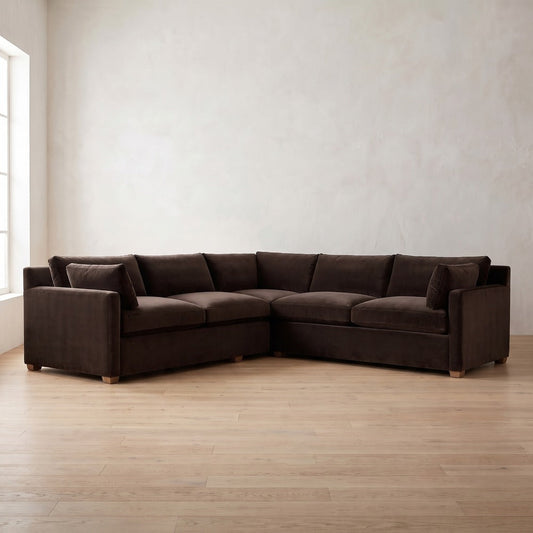 Sylvie Sectional (L corner shown) in Bark Velvet