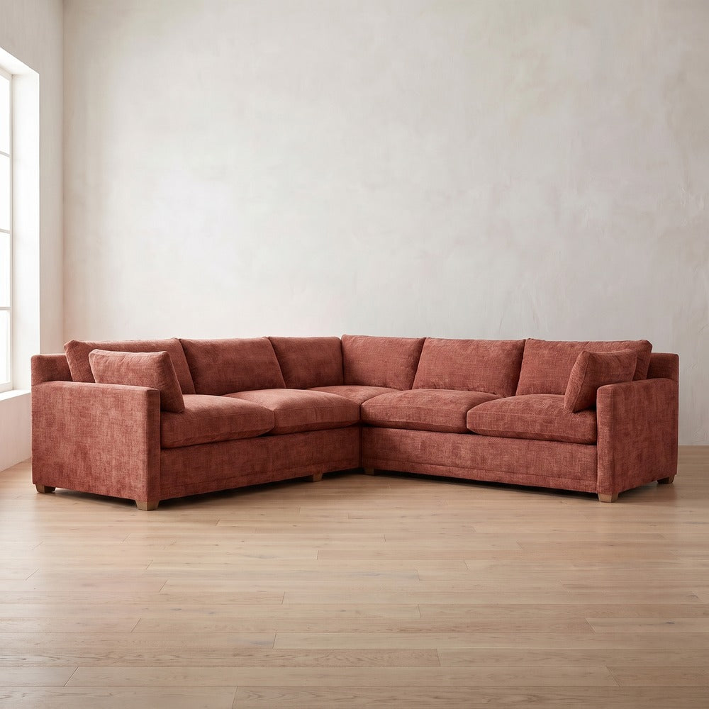 Sylvie Sectional (L corner shown) in Brick Chenille