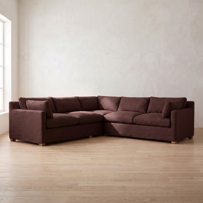 Sylvie Sectional (L corner shown) in Burgundy Linen