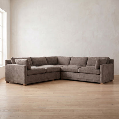 Sylvie Sectional (L corner shown) in Charcoal Brown Performance Chenille