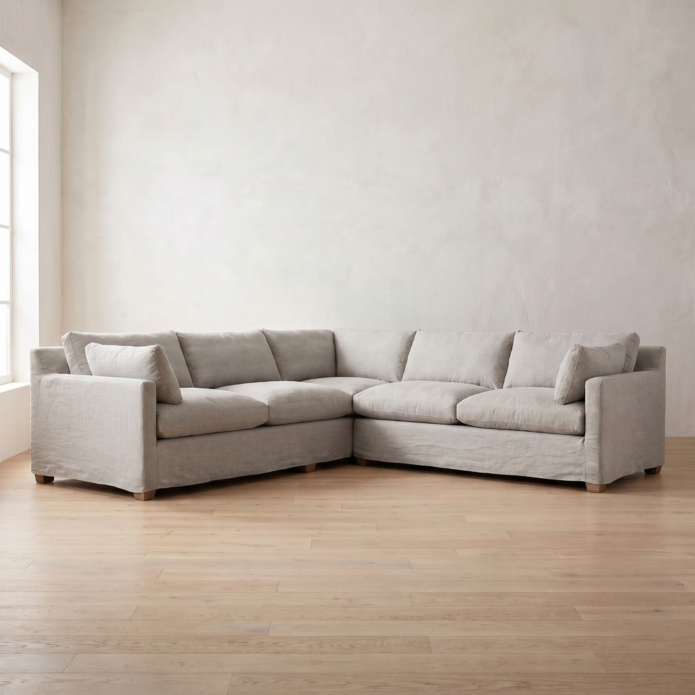 Sylvie Sectional (L corner shown) in Natural Linen