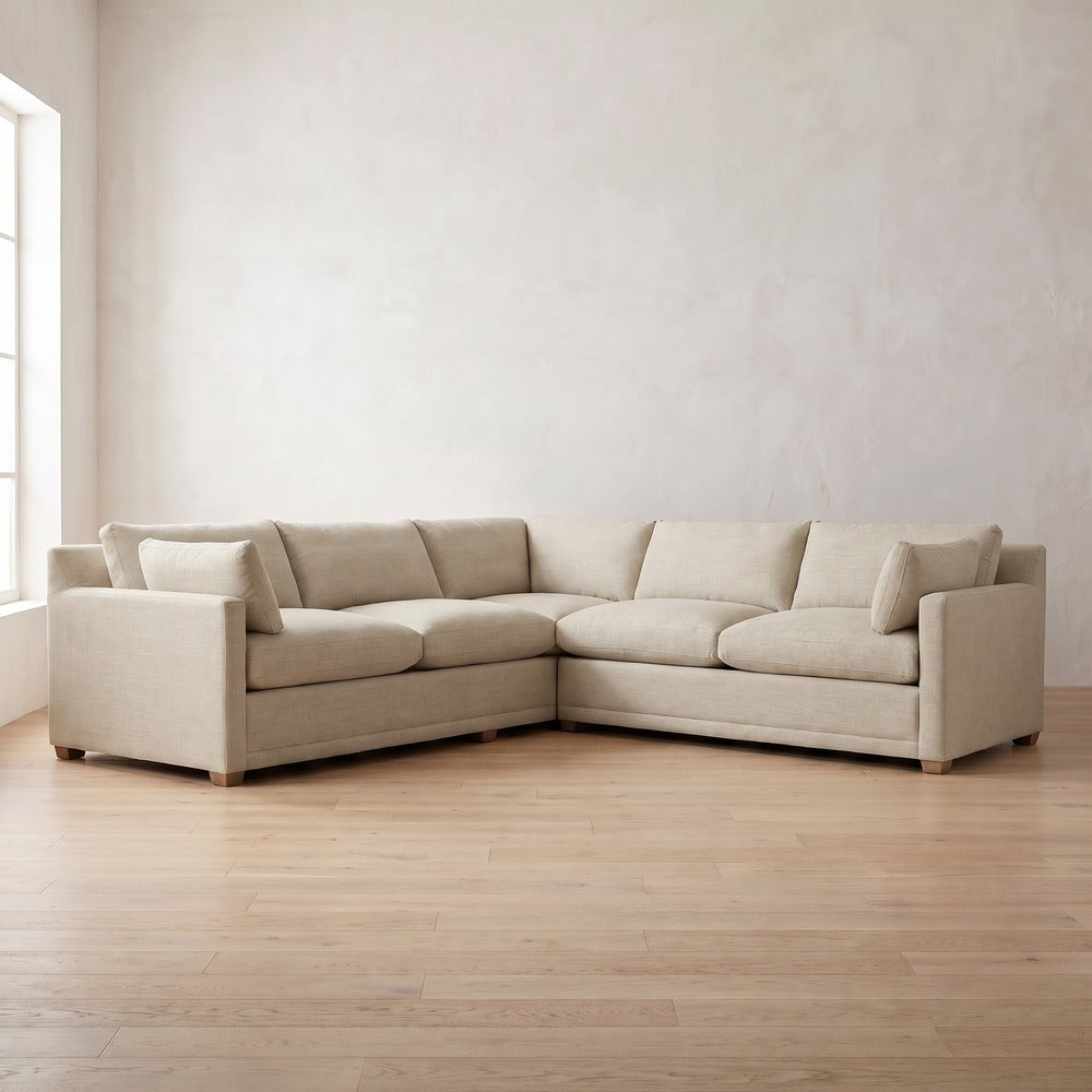 Sylvie Sectional (L corner shown) in Natural Performance Linen
