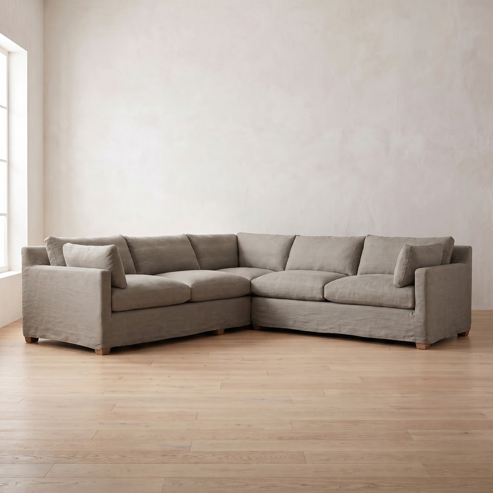 Sylvie Sectional (L corner shown) in Putty Linen