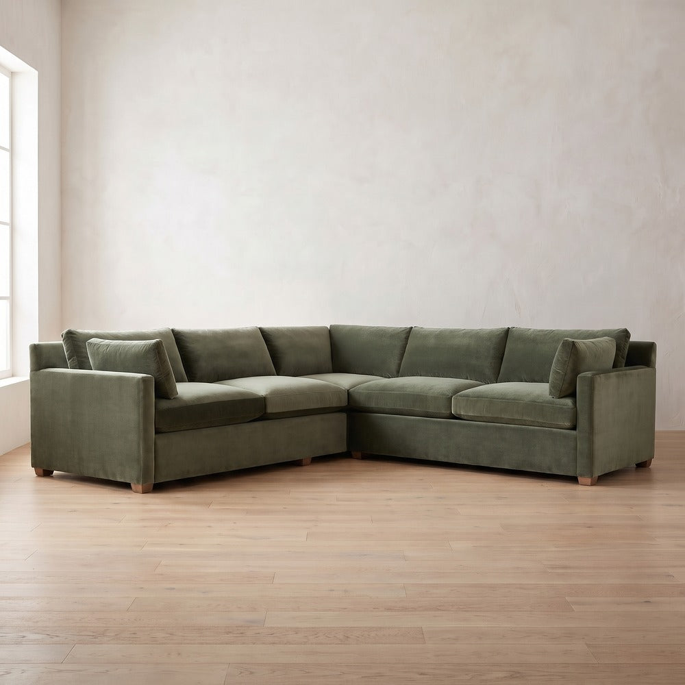 Sylvie Sectional (L corner shown) in Sage Velvet