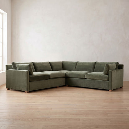 Sylvie Sectional (L corner shown) in Sage Velvet