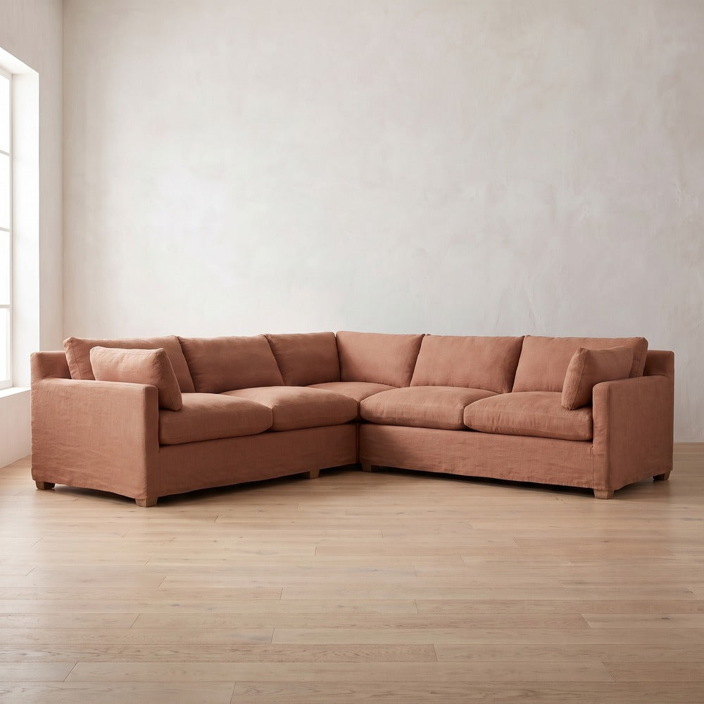Sylvie Sectional (L corner shown) in Terracotta Linen
