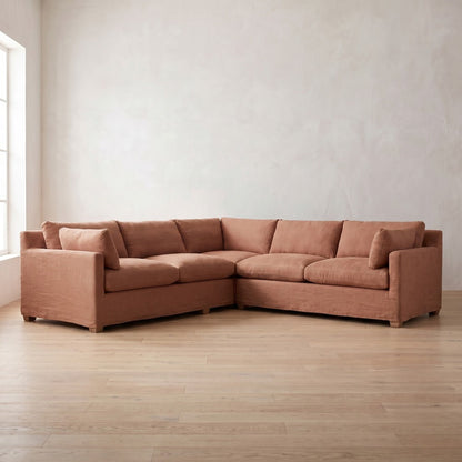 Sylvie Sectional (L corner shown) in Terracotta Linen