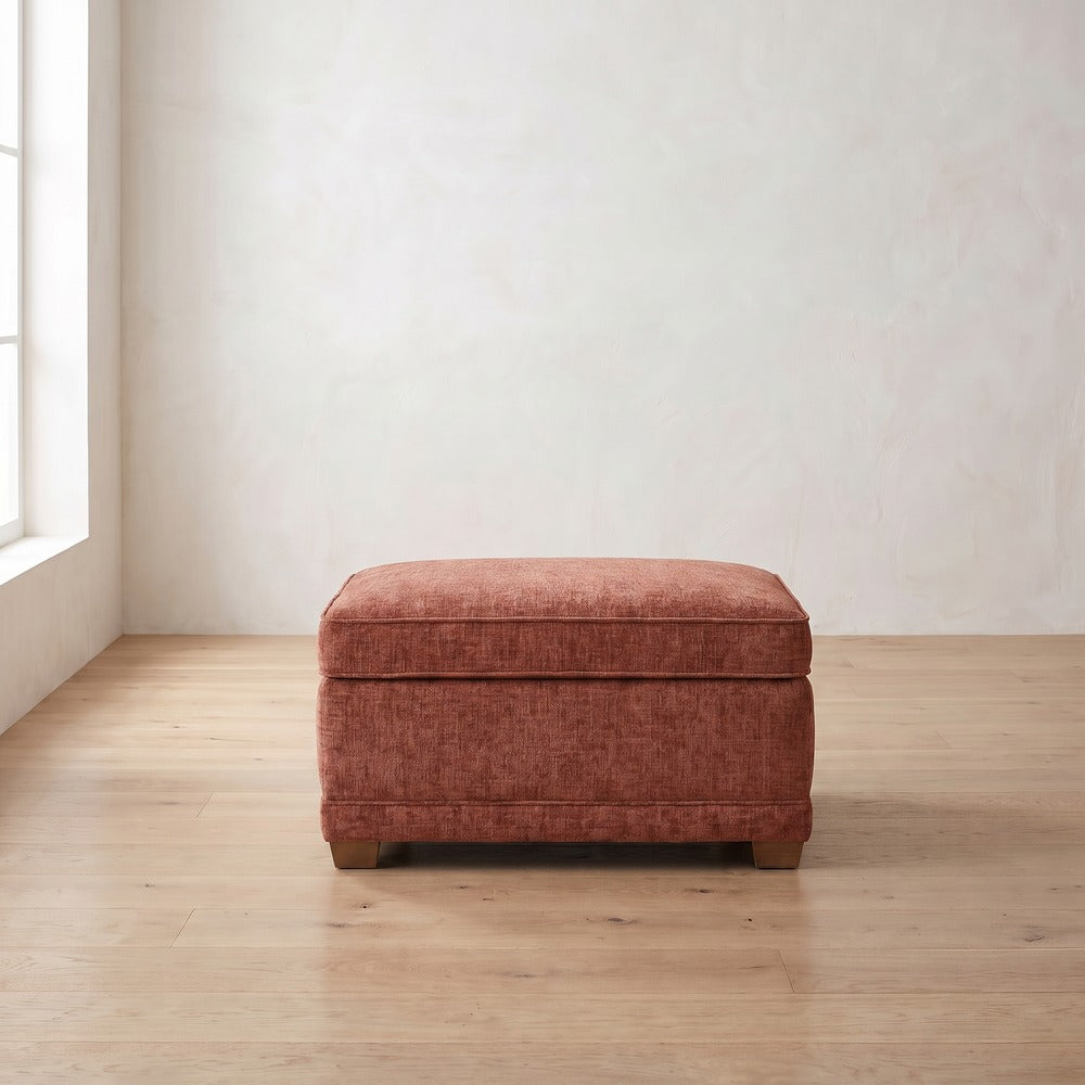 Sylvie Ottoman in Brick Chenille