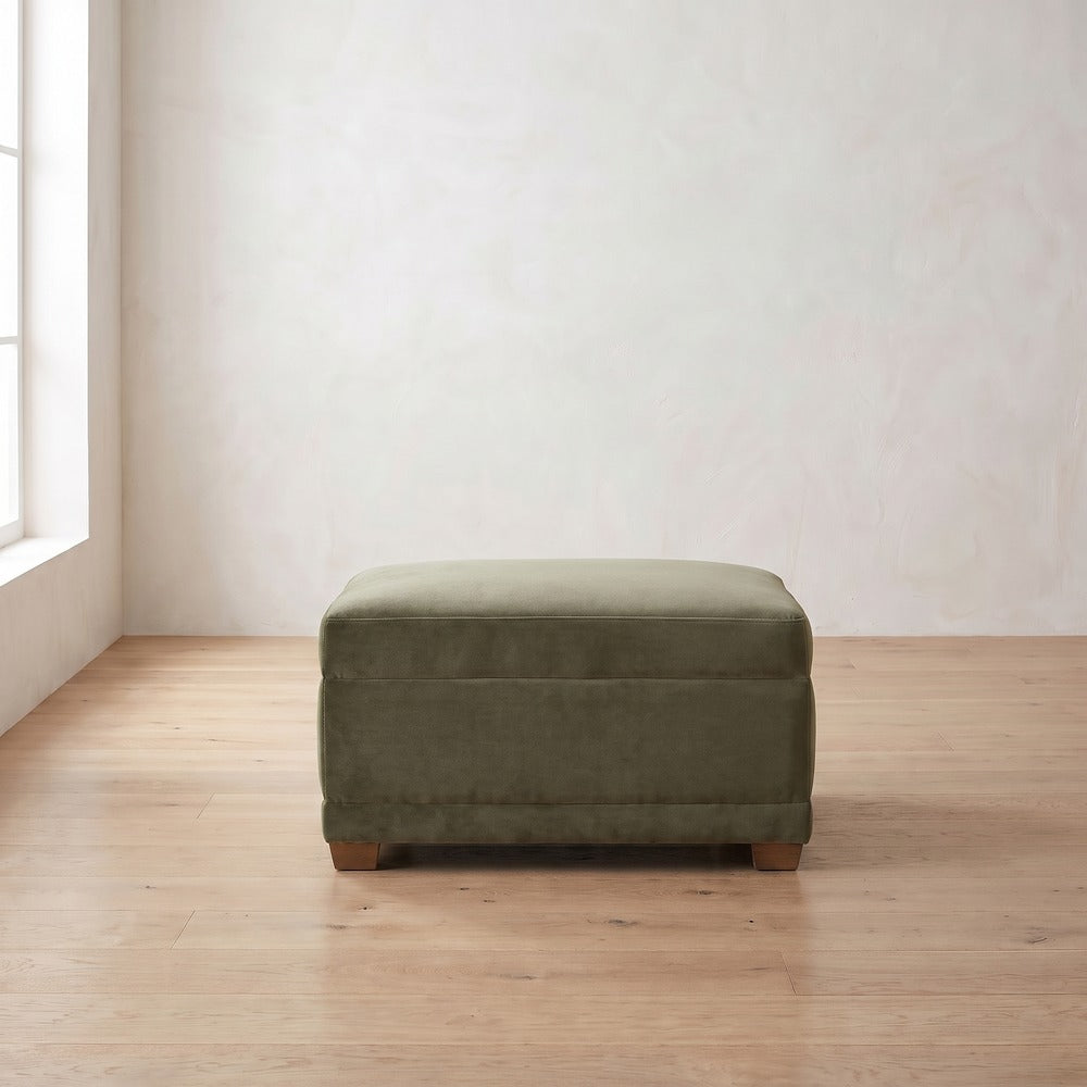 Sylvie Ottoman in Sage Velvet