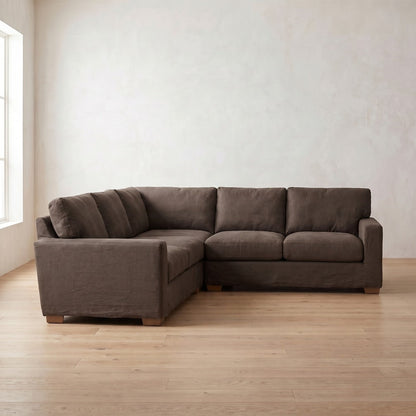 Sylvie Sleeper Sectional (L corner shown) in Bark Linen