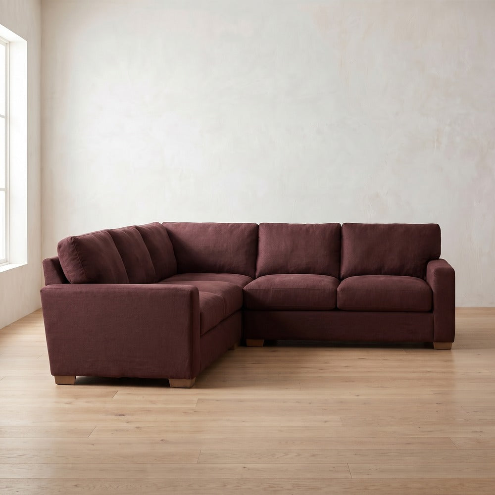 Sylvie Sleeper Sectional (L corner shown) in Burgundy Linen