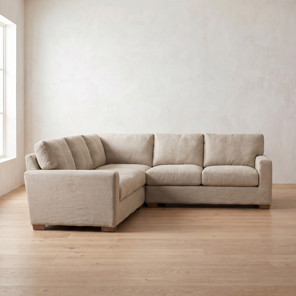 Sylvie Sleeper Sectional (L corner shown) in Natural Linen