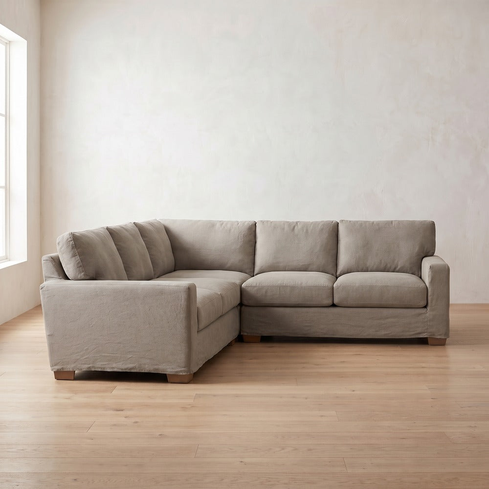 Sylvie Sleeper Sectional (L corner shown) in Putty Linen
