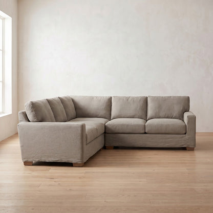 Sylvie Sleeper Sectional (L corner shown) in Putty Linen