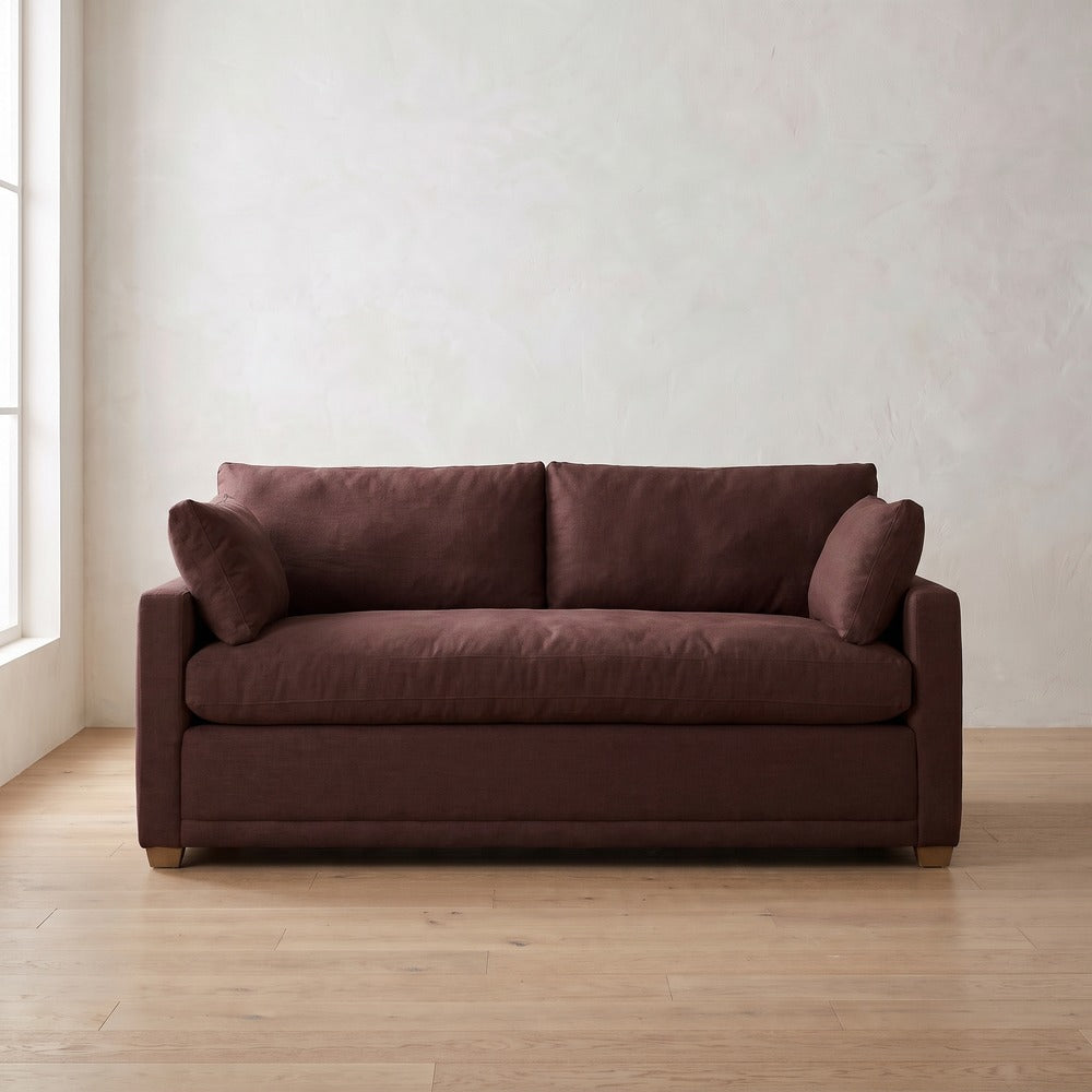 Sylvie Sleeper Sofa in Burgundy Linen