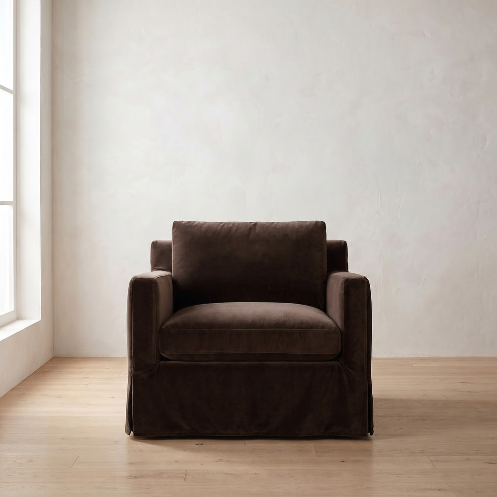 Sylvie Slipcover Chair in Bark Velvet