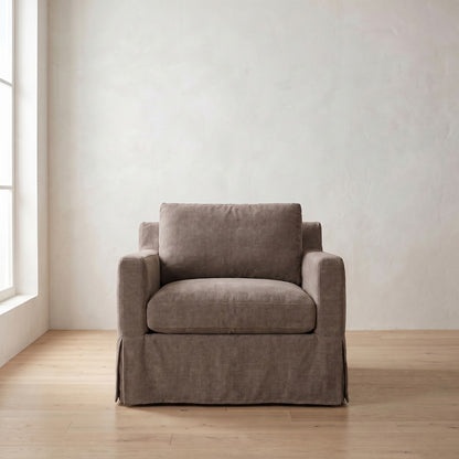 Sylvie Slipcover Chair in Charcoal Brown Performance Chenille
