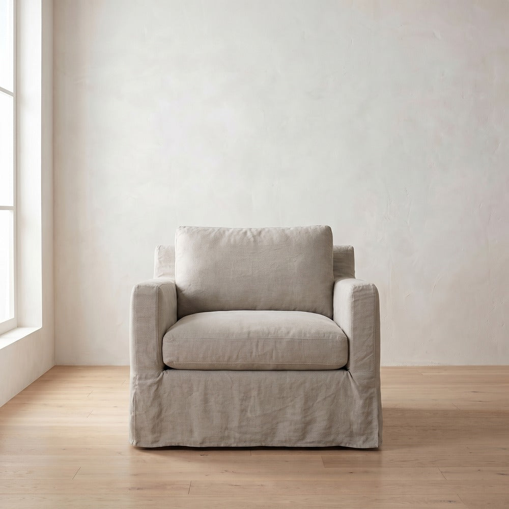Sylvie Slipcover Chair in Natural Linen