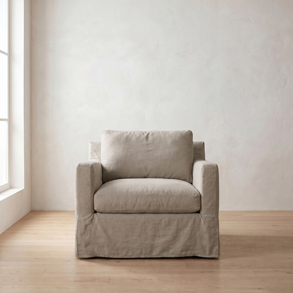 Sylvie Slipcover Chair in Putty Linen